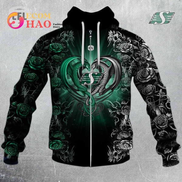 New Personalized CFL Saskatchewan Roughriders Rose Dragon 3D Hoodie