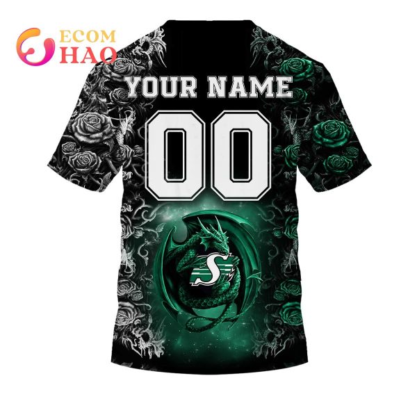 New Personalized CFL Saskatchewan Roughriders Rose Dragon 3D Hoodie