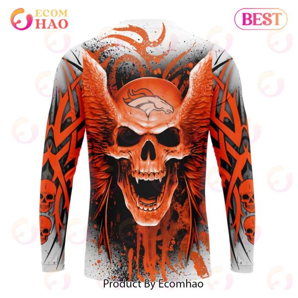 NFL Denver Broncos Skull Flower Orange Hoodie Dress 3D