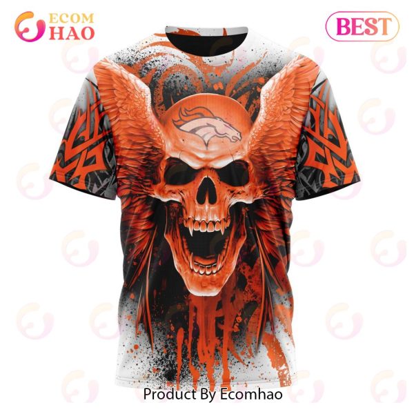 Denver Broncos Custom Number And Name NFL 3D Baseball Jersey Shirt Skull  For Fans Gift Halloween - Freedomdesign