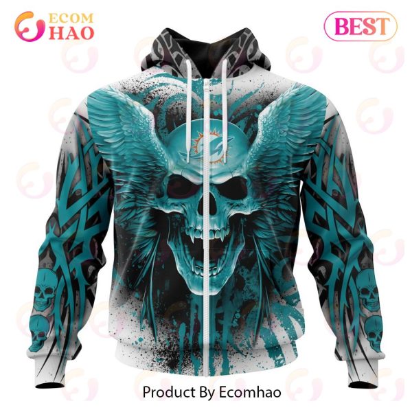 Miami Dolphins Skull 3d Hoodie Gift For Men For Women - T-shirts Low Price