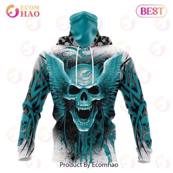 Miami Dolphins Hoodie 3D Apparel Skullho Full Print - Bluefink