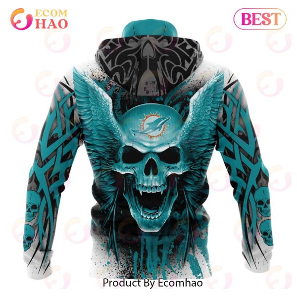 Miami Dolphins Retro T-Shirt 3D New Lava Skull Miami Dolphins Gift