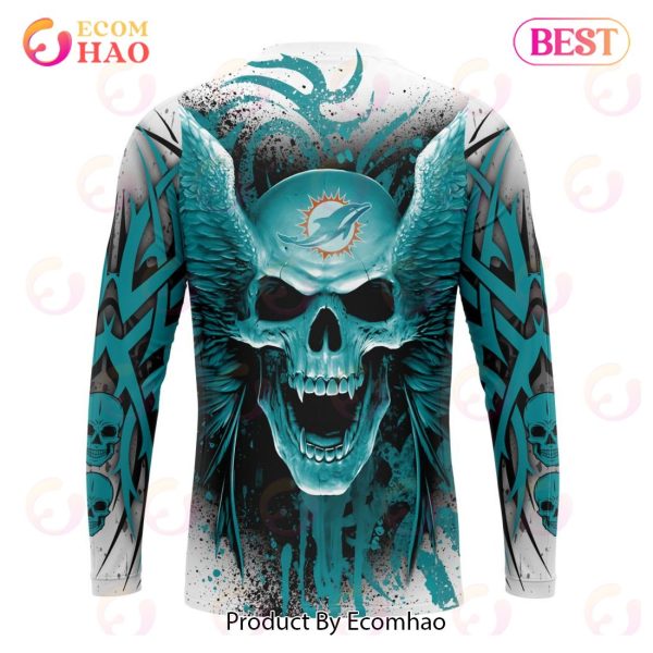 Miami Dolphins Hoodie 3D Apparel Skullho Full Print - Bluefink