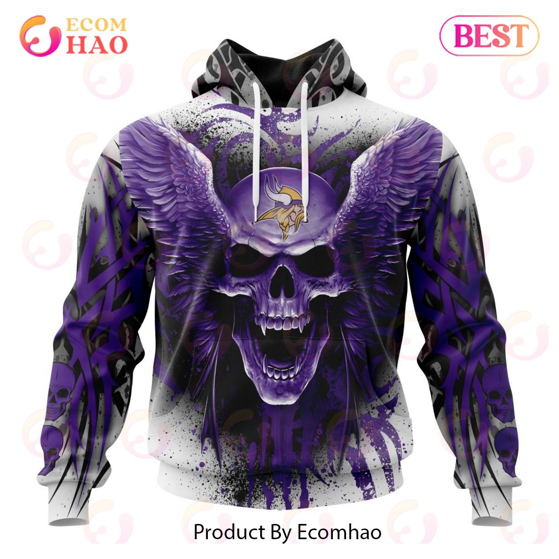 NFL Minnesota Vikings Special Kits With Skull Art 3D Hoodie