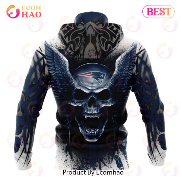 NFL New England Patriots Special Kits With Skull Art 3D Hoodie