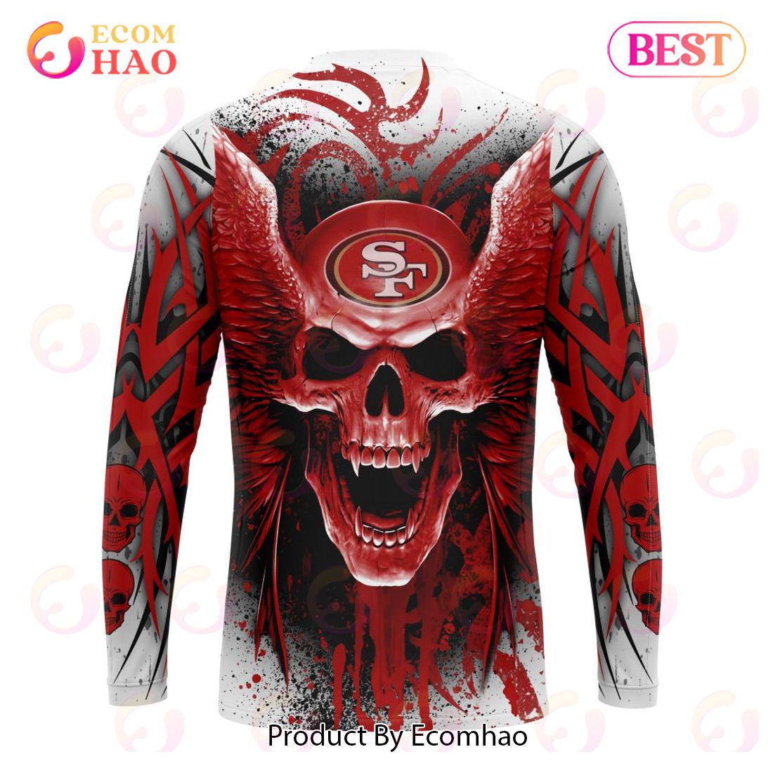 NFL San Francisco 49ers Skull Red 3D Hoodie Zip Hoodie For Men And