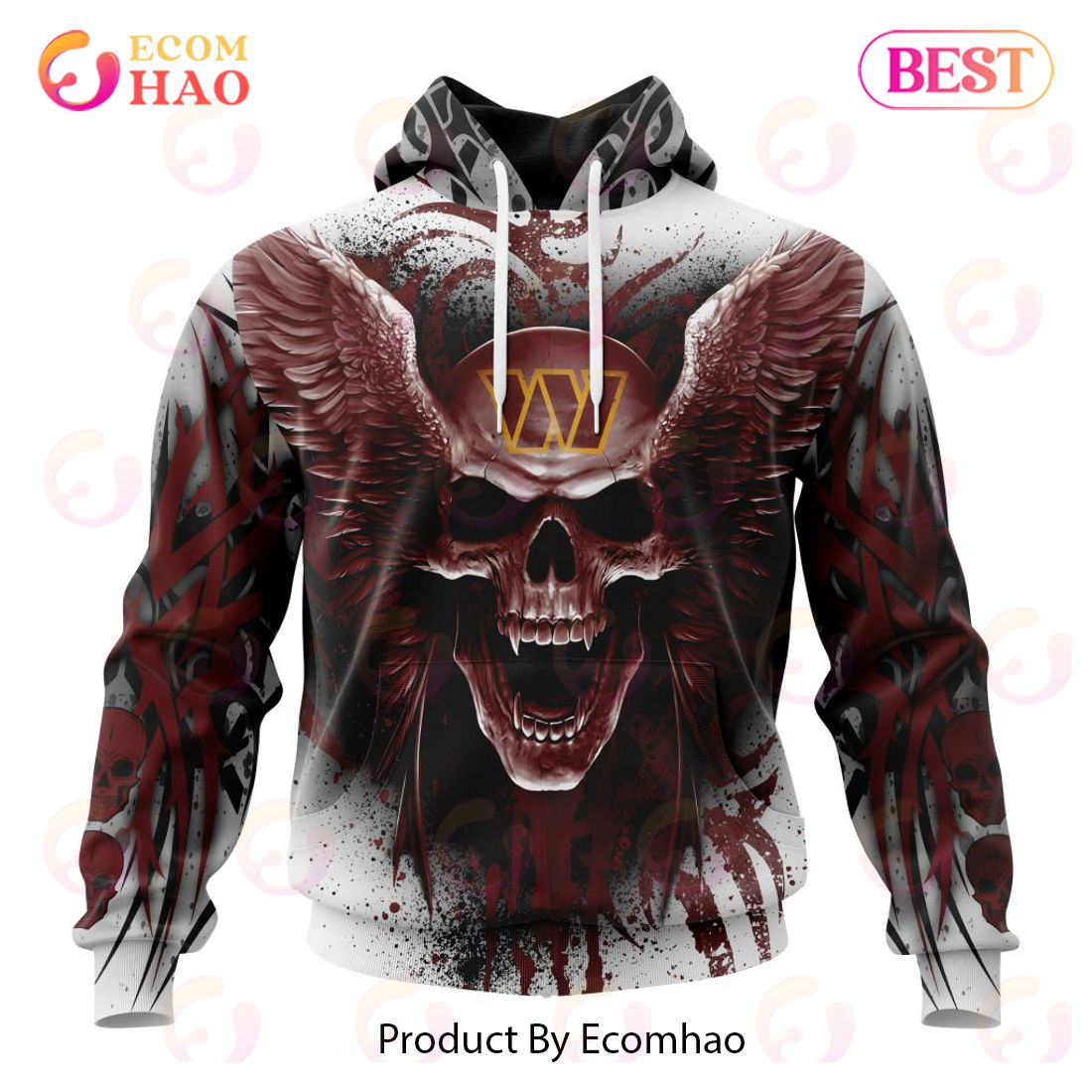 Washington Redskins NFL Skull Red 3D Hoodie Zip Hoodie For Men And Women  Sport Gift - Banantees