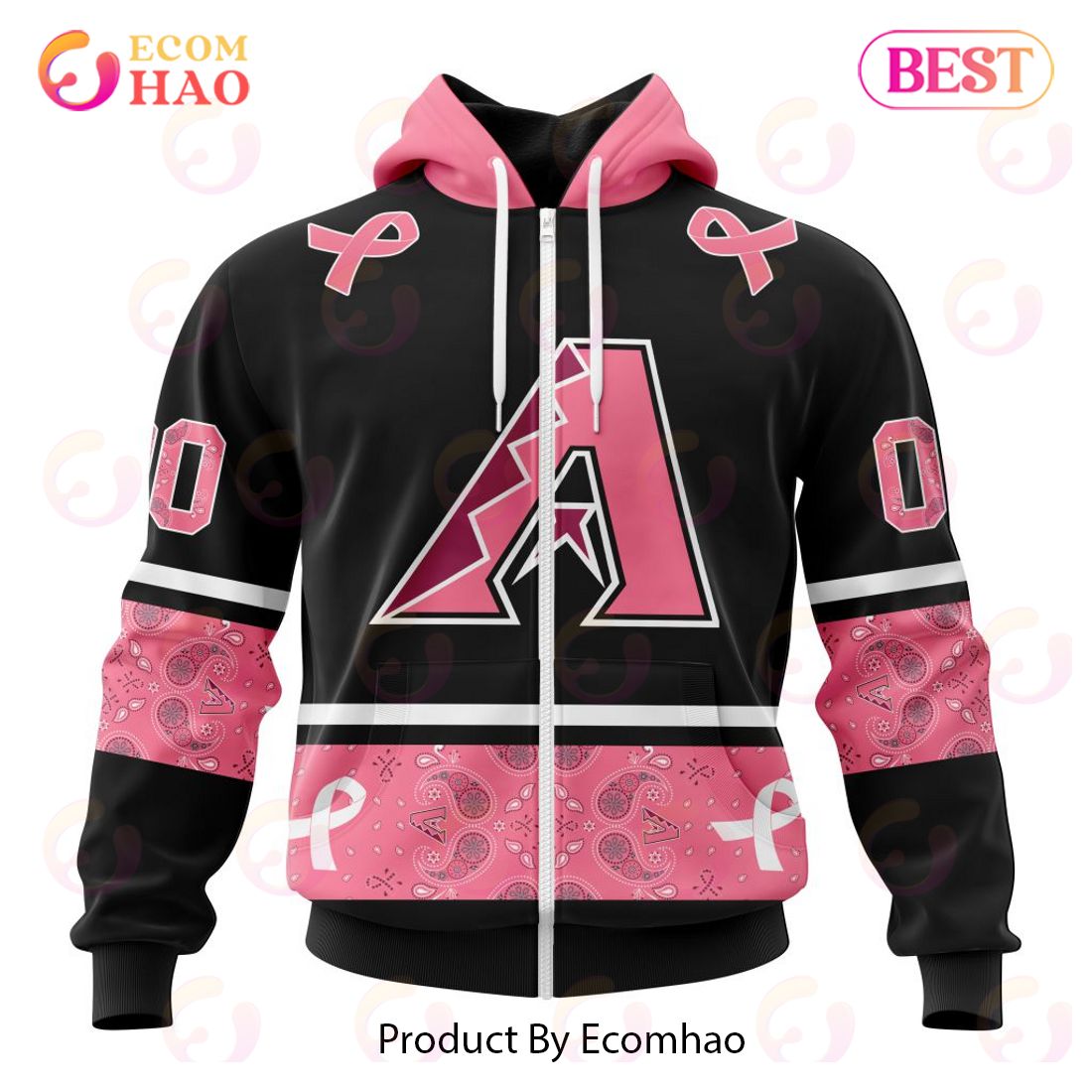 MLB Arizona Diamondbacks Specialized Design In Classic Style With Paisley! IN OCTOBER WE WEAR PINK BREAST CANCER 3D Hoodie