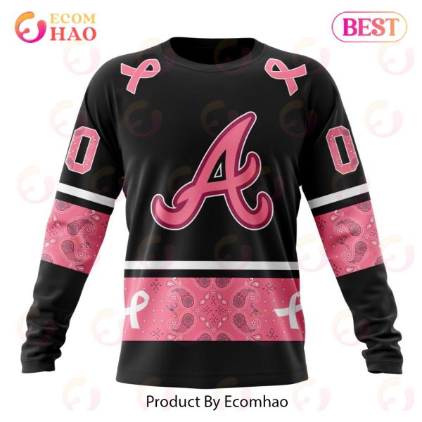 MLB Atlanta Braves Specialized Design In Classic Style With Paisley! IN OCTOBER WE WEAR PINK BREAST CANCER 3D Hoodie
