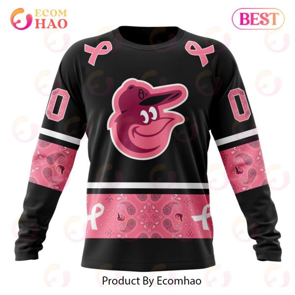 MLB Baltimore Orioles Specialized Design In Classic Style With Paisley! IN OCTOBER WE WEAR PINK BREAST CANCER 3D Hoodie