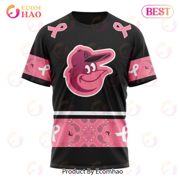 MLB Baltimore Orioles Specialized Design In Classic Style With Paisley! IN OCTOBER WE WEAR PINK BREAST CANCER 3D Hoodie