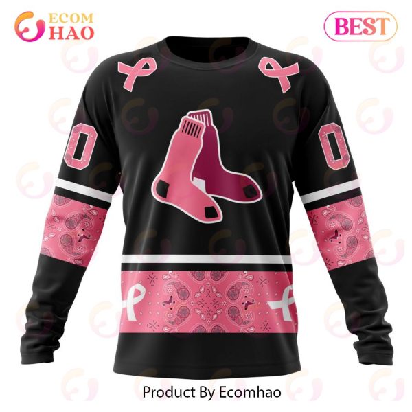 MLB Boston Red Sox Specialized Design In Classic Style With Paisley! IN OCTOBER WE WEAR PINK BREAST CANCER 3D Hoodie
