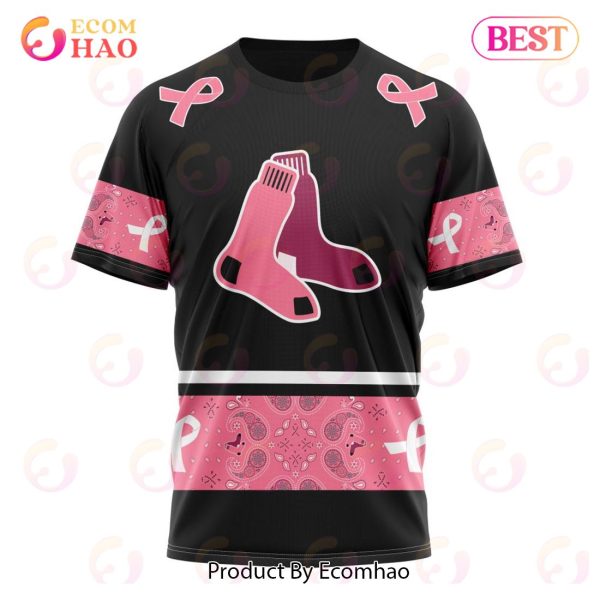 MLB Boston Red Sox Specialized Design In Classic Style With Paisley! IN OCTOBER WE WEAR PINK BREAST CANCER 3D Hoodie