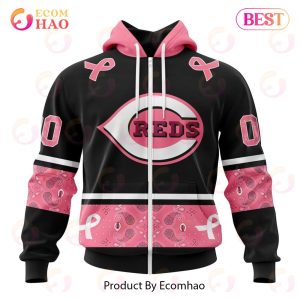 MLB Cincinnati Reds Specialized Design In Classic Style With Paisley! IN OCTOBER WE WEAR PINK BREAST CANCER 3D Hoodie