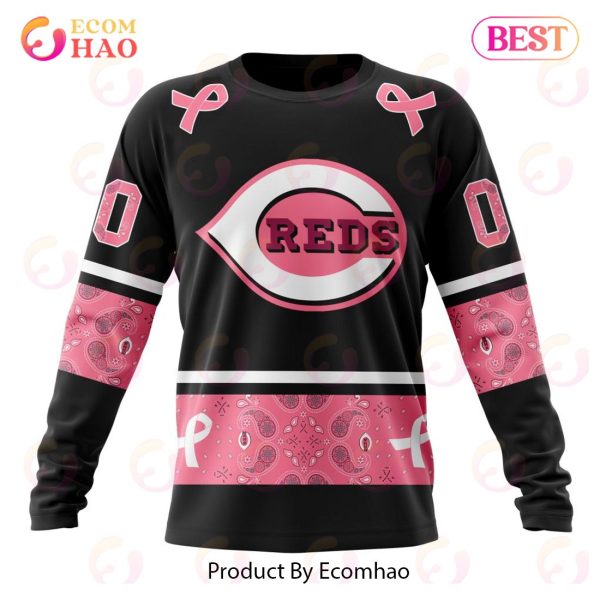 MLB Cincinnati Reds Specialized Design In Classic Style With Paisley! IN OCTOBER WE WEAR PINK BREAST CANCER 3D Hoodie