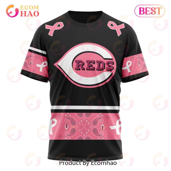 MLB Cincinnati Reds Specialized Design In Classic Style With Paisley! IN OCTOBER WE WEAR PINK BREAST CANCER 3D Hoodie