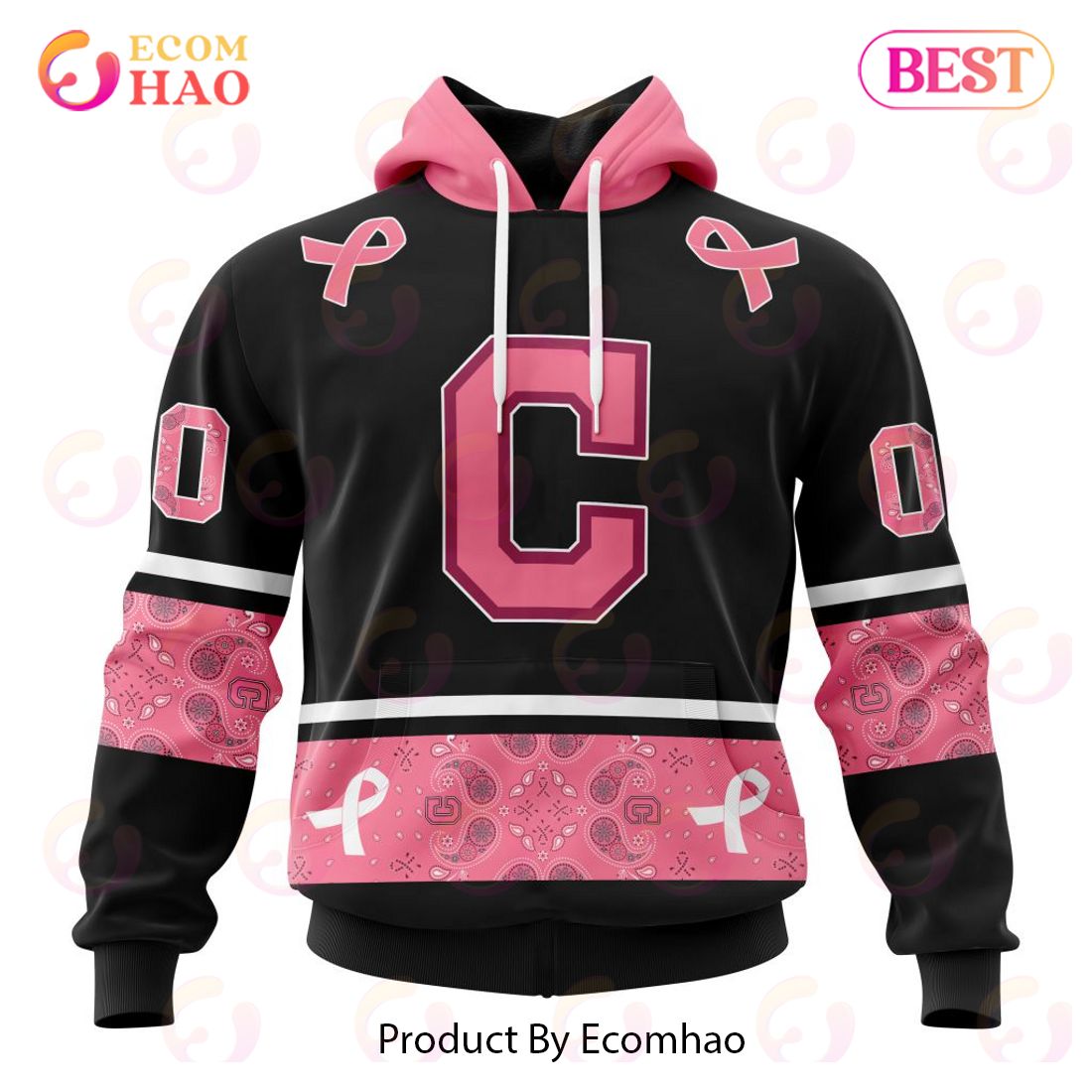 MLB Cleveland Guardians Specialized Design In Classic Style With Paisley! IN OCTOBER WE WEAR PINK BREAST CANCER 3D Hoodie