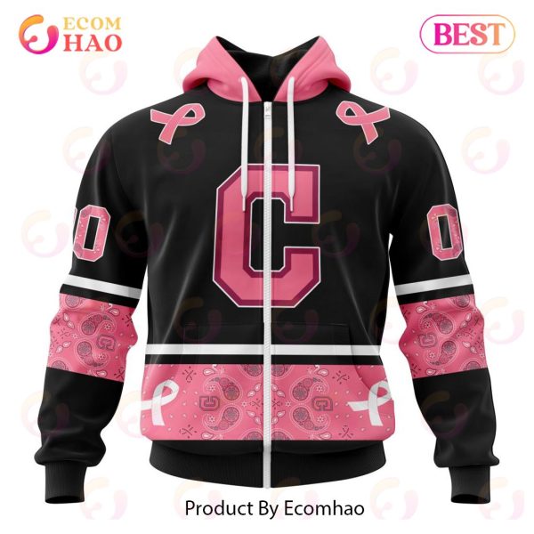 MLB Cleveland Guardians Specialized Design In Classic Style With Paisley! IN OCTOBER WE WEAR PINK BREAST CANCER 3D Hoodie