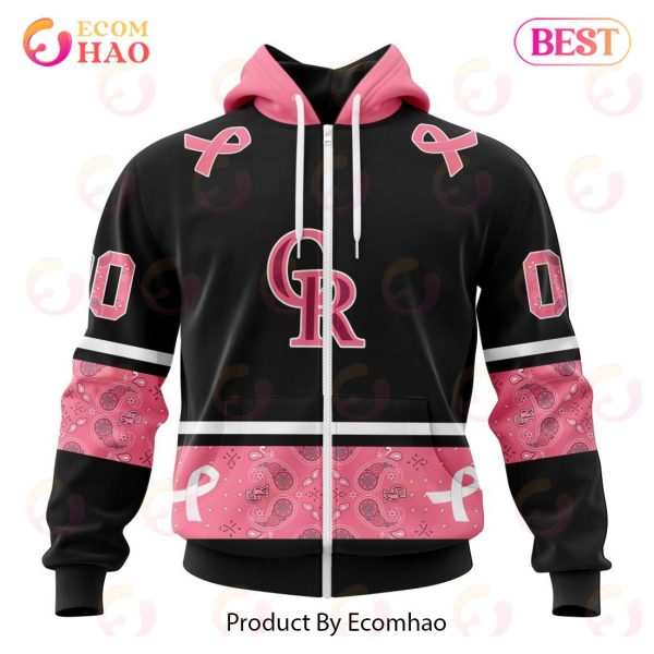 MLB Colorado Rockies Specialized Design In Classic Style With Paisley! IN OCTOBER WE WEAR PINK BREAST CANCER 3D Hoodie