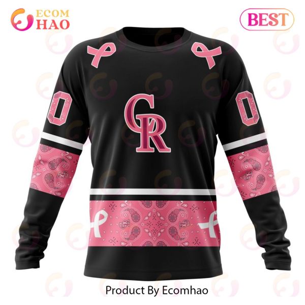 MLB Colorado Rockies Specialized Design In Classic Style With Paisley! IN OCTOBER WE WEAR PINK BREAST CANCER 3D Hoodie