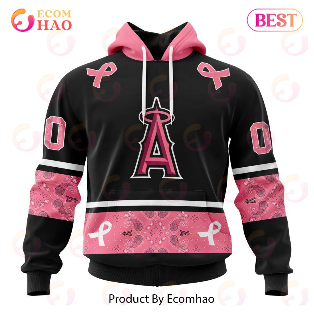 MLB Los Angeles Angels Of Anaheim Specialized Design In Classic Style With Paisley! IN OCTOBER WE WEAR PINK BREAST CANCER 3D Hoodie