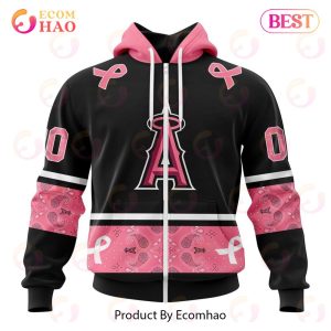 MLB Los Angeles Angels Of Anaheim Specialized Design In Classic Style With Paisley! IN OCTOBER WE WEAR PINK BREAST CANCER 3D Hoodie