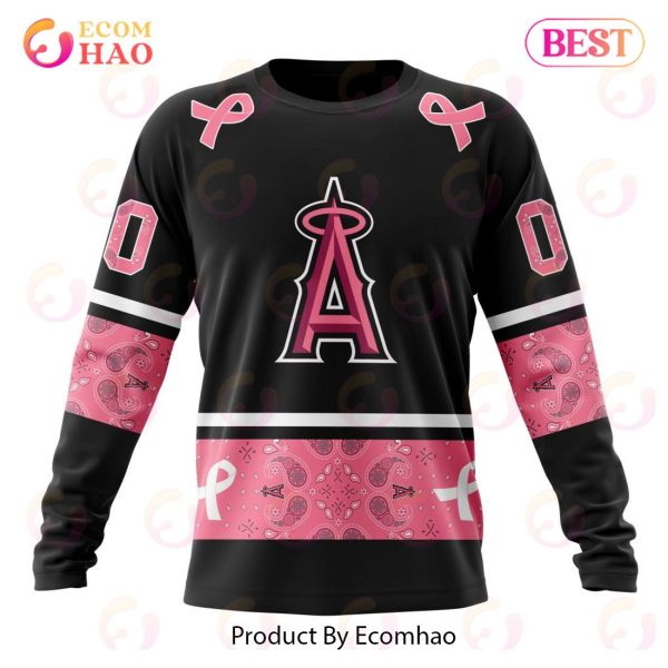 MLB Los Angeles Angels Of Anaheim Specialized Design In Classic Style With Paisley! IN OCTOBER WE WEAR PINK BREAST CANCER 3D Hoodie