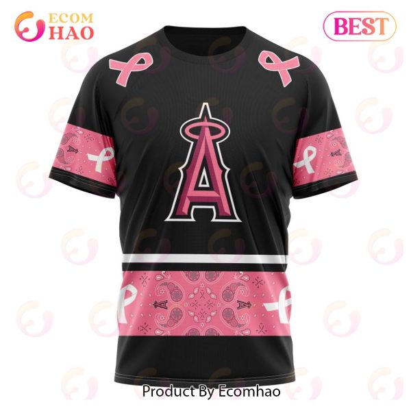 MLB Los Angeles Angels Of Anaheim Specialized Design In Classic Style With Paisley! IN OCTOBER WE WEAR PINK BREAST CANCER 3D Hoodie