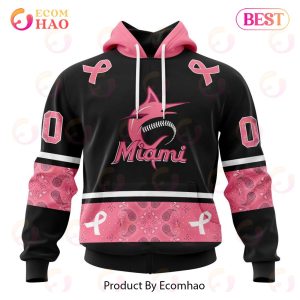 MLB Miami Marlins Specialized Design In Classic Style With Paisley! IN OCTOBER WE WEAR PINK BREAST CANCER 3D Hoodie
