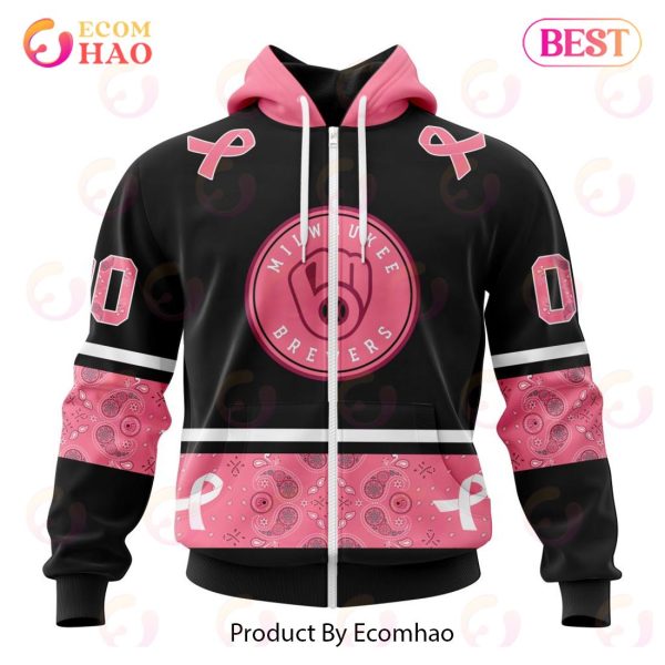 MLB Milwaukee Brewers Mix Grateful Dead Specialized Design In Classic Style With Paisley! IN OCTOBER WE WEAR PINK BREAST CANCER 3D Hoodie