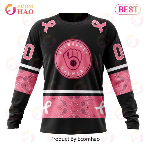 MLB Milwaukee Brewers Mix Grateful Dead Specialized Design In Classic Style With Paisley! IN OCTOBER WE WEAR PINK BREAST CANCER 3D Hoodie