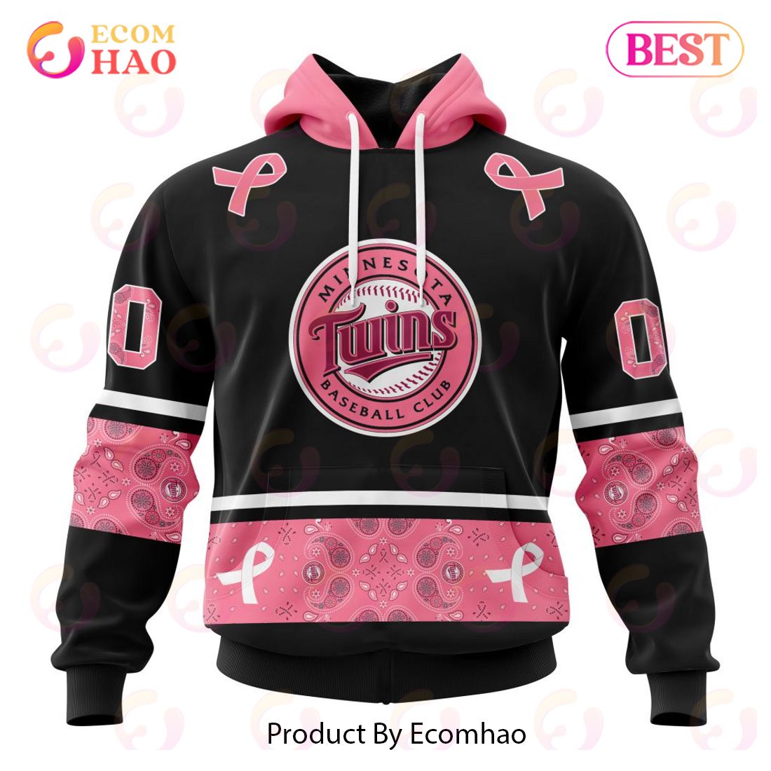 MLB Minnesota Twins Specialized Design In Classic Style With Paisley! IN OCTOBER WE WEAR PINK BREAST CANCER 3D Hoodie