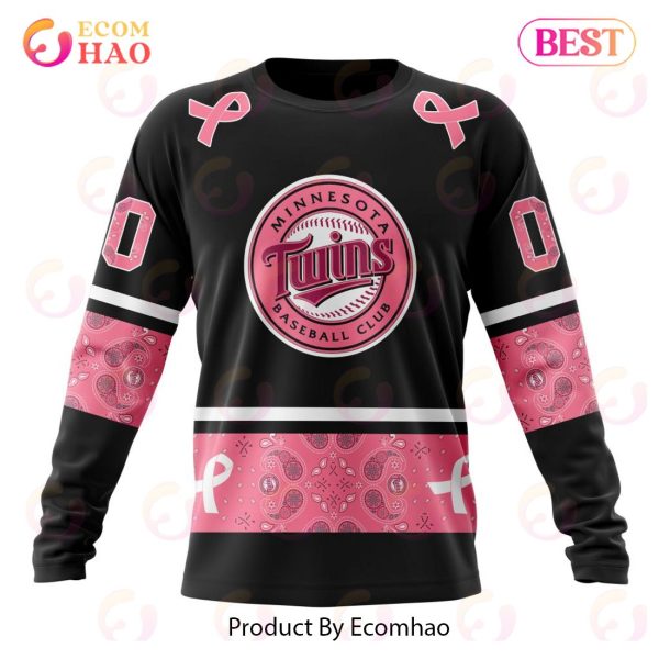 MLB Minnesota Twins Specialized Design In Classic Style With Paisley! IN OCTOBER WE WEAR PINK BREAST CANCER 3D Hoodie
