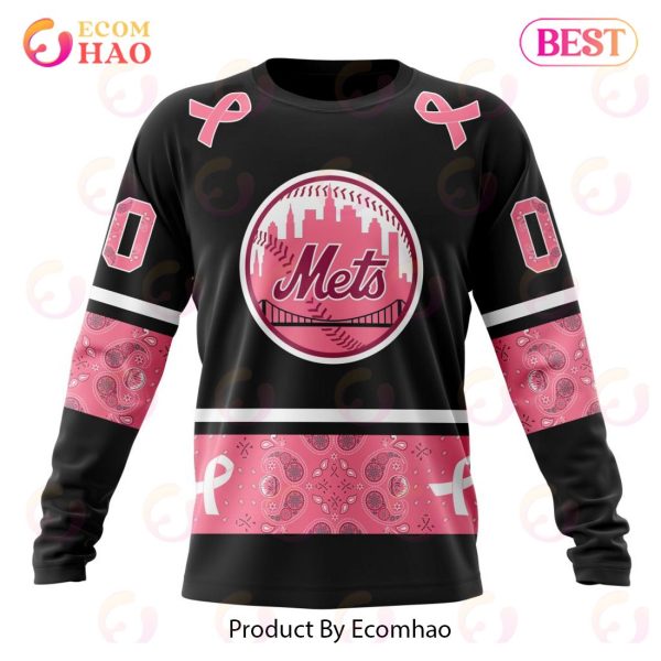 MLB New York Mets Specialized Design In Classic Style With Paisley! IN OCTOBER WE WEAR PINK BREAST CANCER 3D Hoodie