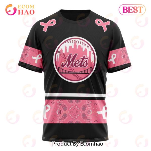 MLB New York Mets Specialized Design In Classic Style With Paisley! IN OCTOBER WE WEAR PINK BREAST CANCER 3D Hoodie