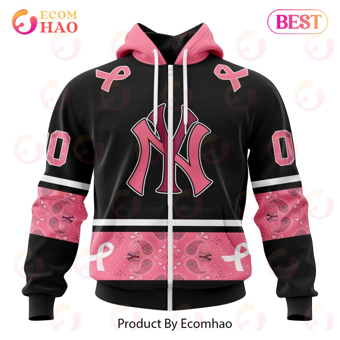 MLB NewYork Yankees Specialized Design In Classic Style With Paisley! IN OCTOBER WE WEAR PINK BREAST CANCER 3D Hoodie