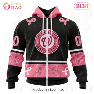 MLB Washington Nationals Specialized Design In Classic Style With Paisley! IN OCTOBER WE WEAR PINK BREAST CANCER 3D Hoodie