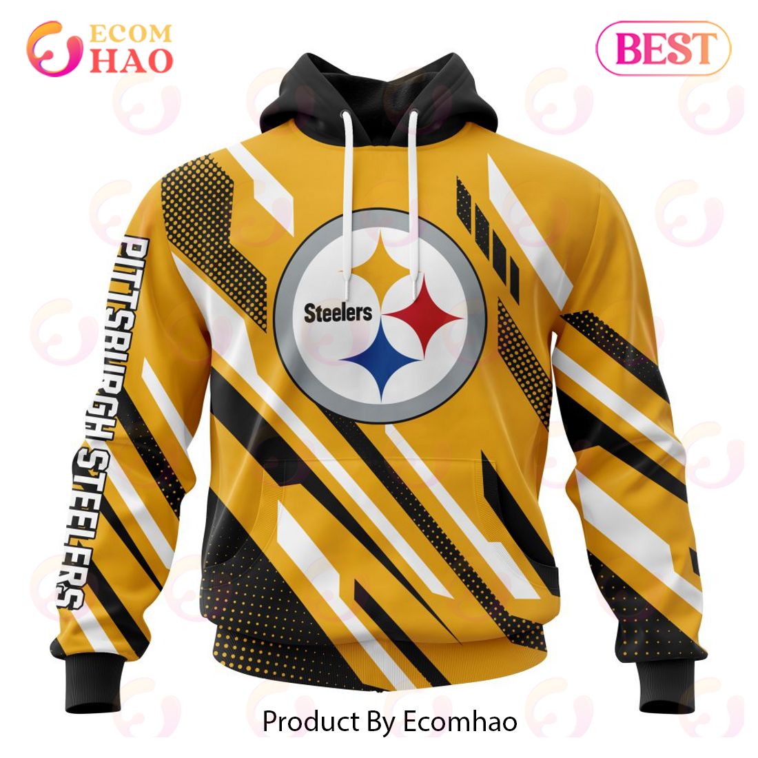 Yellow Steelers Hoodie 3D Death Holding Logo Pittsburgh Steelers