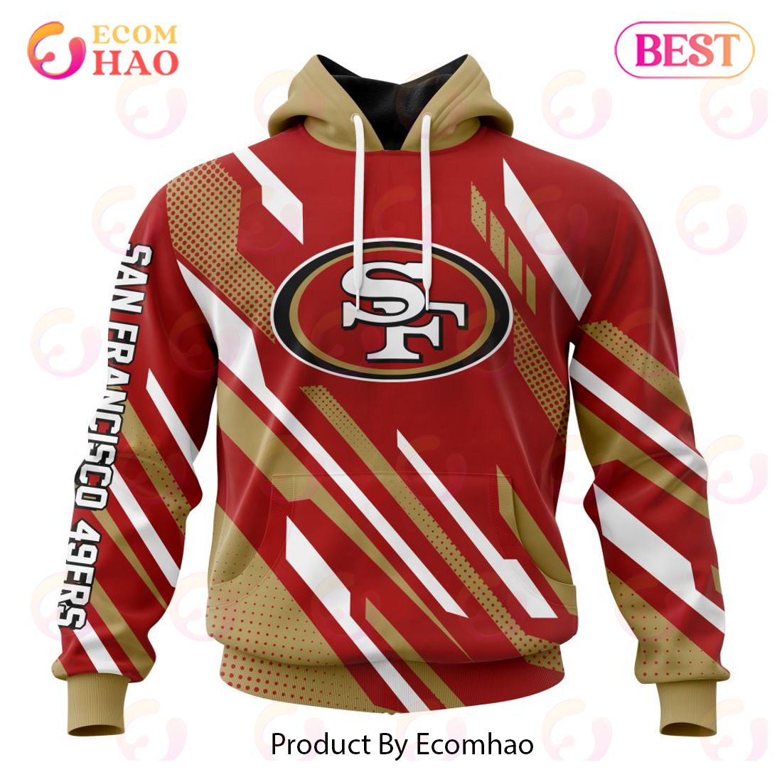 Classic 49ers Hoodie 3D Red Brown San Francisco 49ers Gift