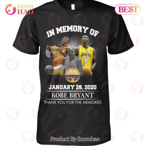 In Memory Of 28 2020 Kobe Bryant Thank You For The Memories T-Shirt