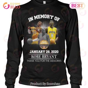 In Memory Of 28 2020 Kobe Bryant Thank You For The Memories T-Shirt