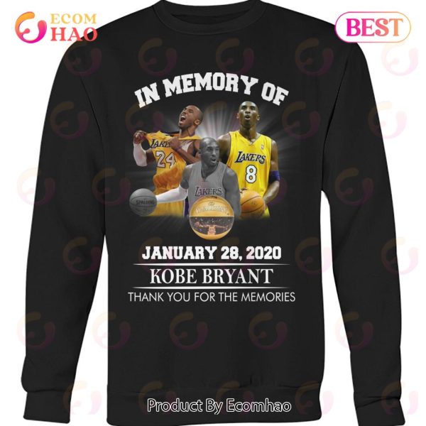 In Memory Of 28 2020 Kobe Bryant Thank You For The Memories T-Shirt