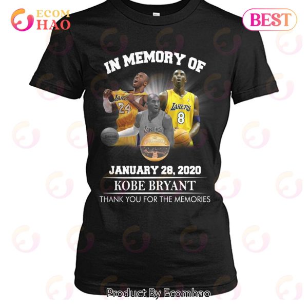 In Memory Of 28 2020 Kobe Bryant Thank You For The Memories T-Shirt