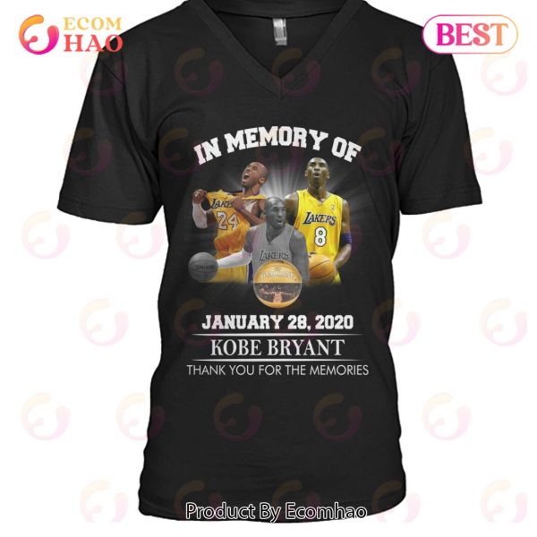 In Memory Of 28 2020 Kobe Bryant Thank You For The Memories T-Shirt