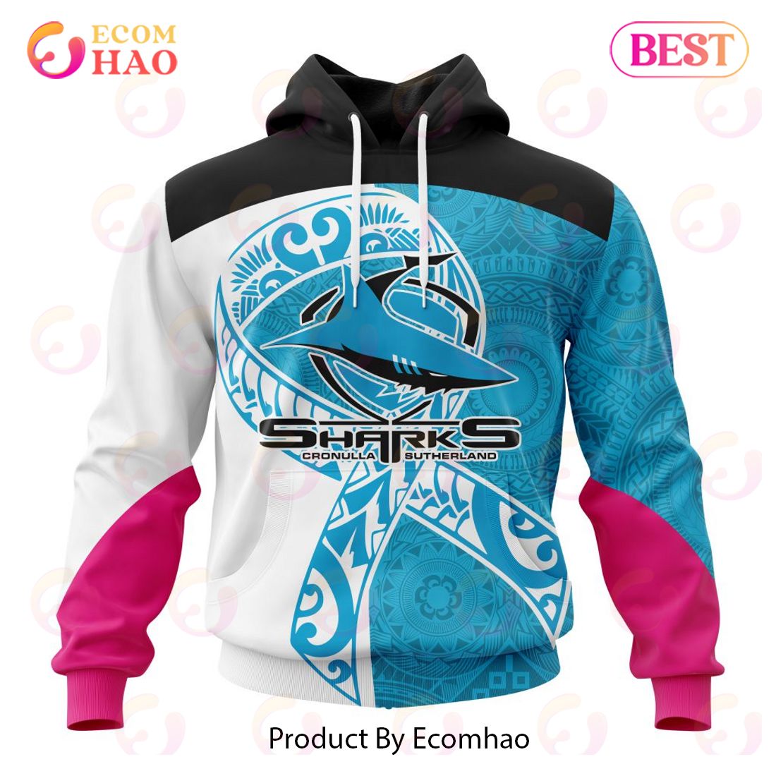 NRL Cronulla-Sutherland Sharks Specialized Kits Samoa Fight Cancer 3D Hoodie