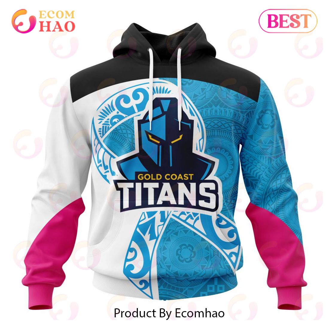 NRL Gold Coast Titans Specialized Kits Samoa Fight Cancer 3D Hoodie