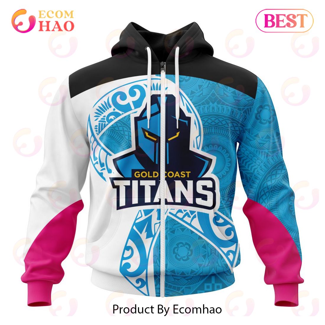 NRL Gold Coast Titans Specialized Kits Samoa Fight Cancer 3D Hoodie