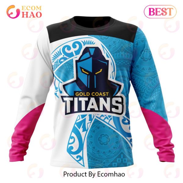 NRL Gold Coast Titans Specialized Kits Samoa Fight Cancer 3D Hoodie
