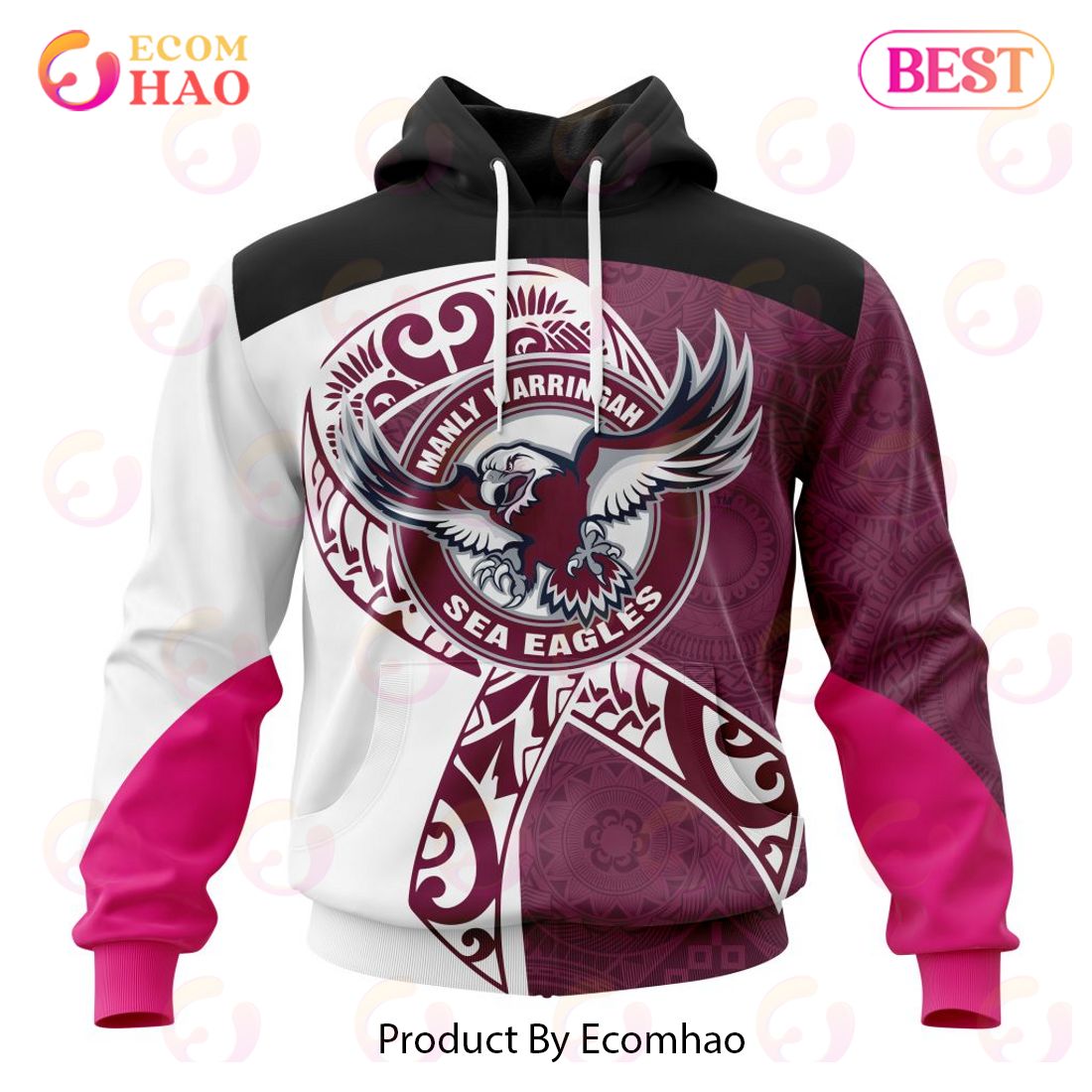 NRL Manly Warringah Sea Eagles Specialized Kits Samoa Fight Cancer 3D Hoodie